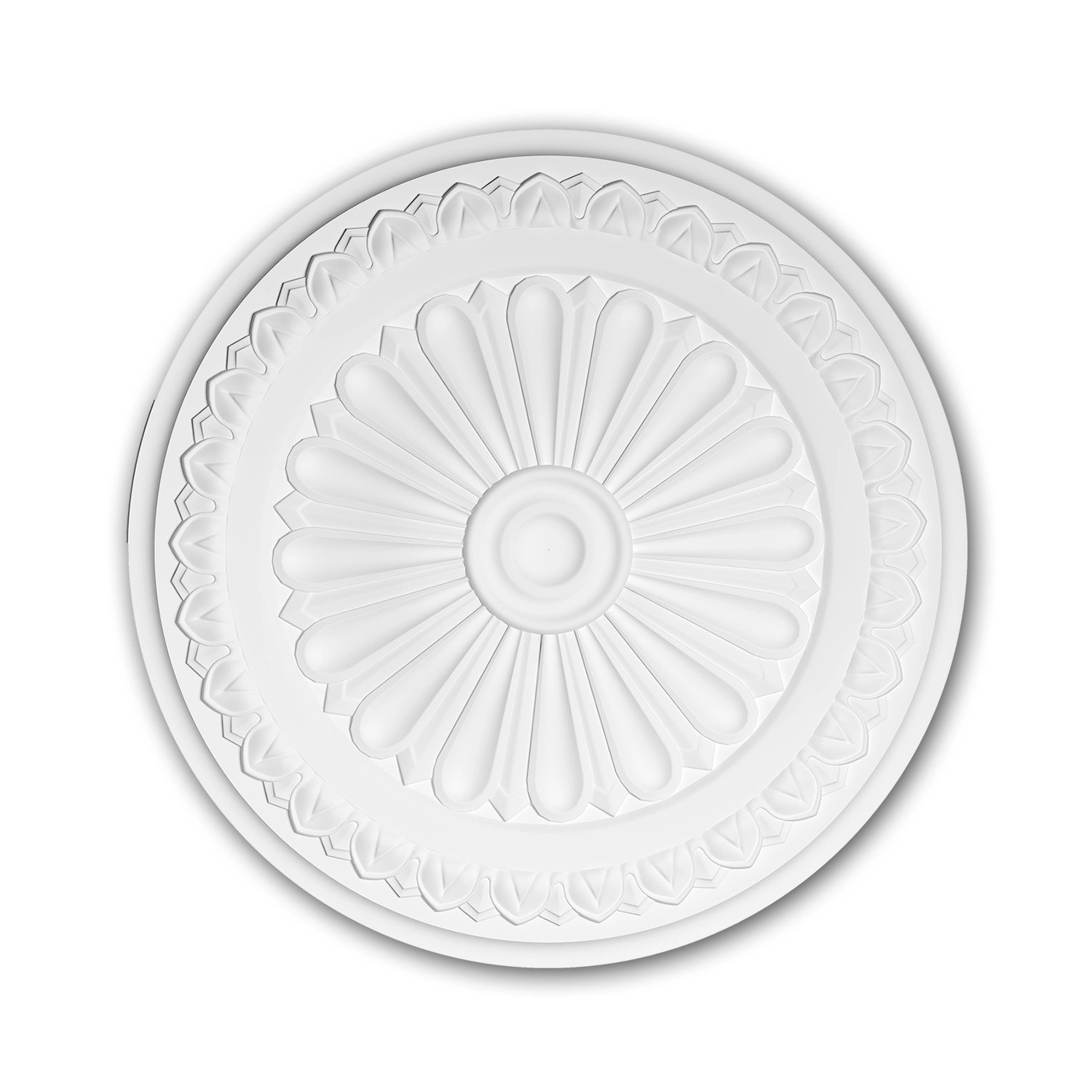 PROFHOME 156037 RoSette aus Polyurethan Stuck DeckenroSette Zierelement 33 cm x 3,4 cm Weiß