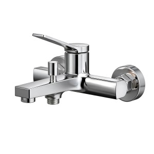 Emke Badewannenarmatur Chrom mit Auslauf Mischbatterie Badewanne Brausebatterie Einhand Wannenbatterie