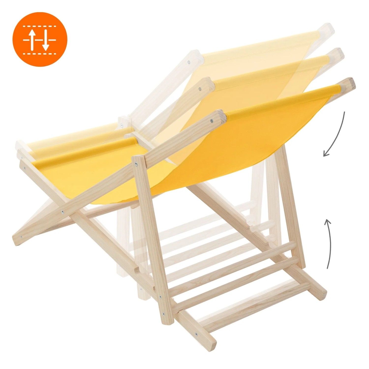ECD Germany Liegestuhl 2Er Set Klappbar Gelb aus Holz_6