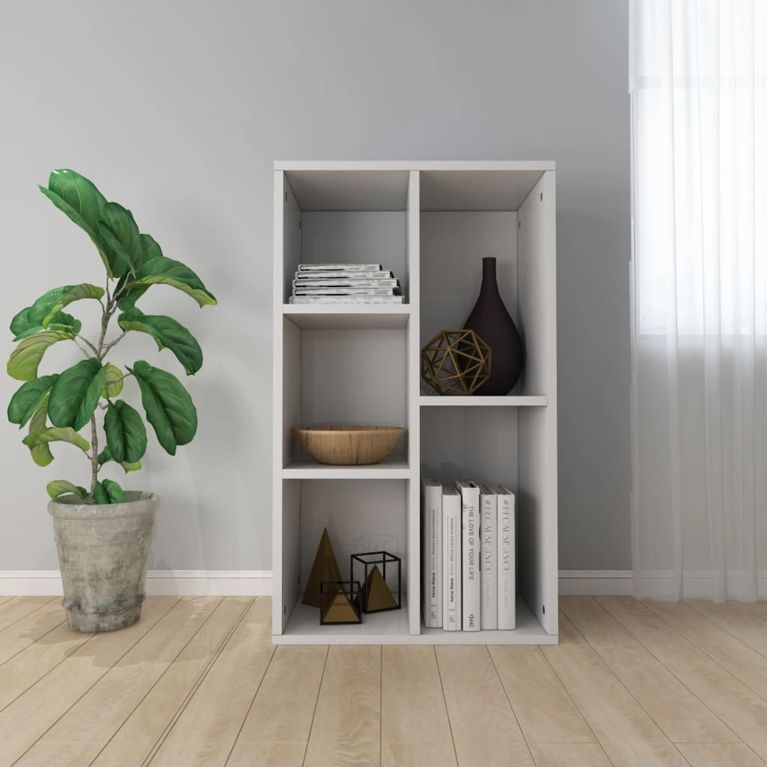 VidaXL Bücherregal/Sideboard Hochglanz-Weiß 50x25x80 cm Holzwerkstoff günstig online kaufen