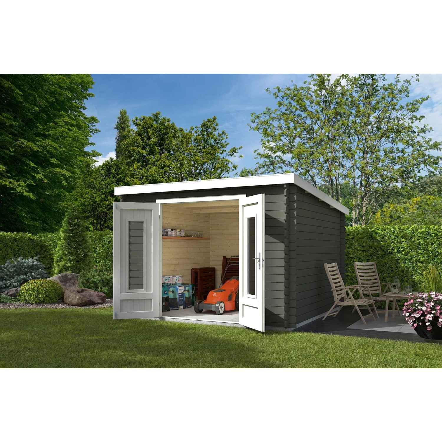 Lasita Gartenhaus Sacramento 292 cm x 292 cm Grau-Grün