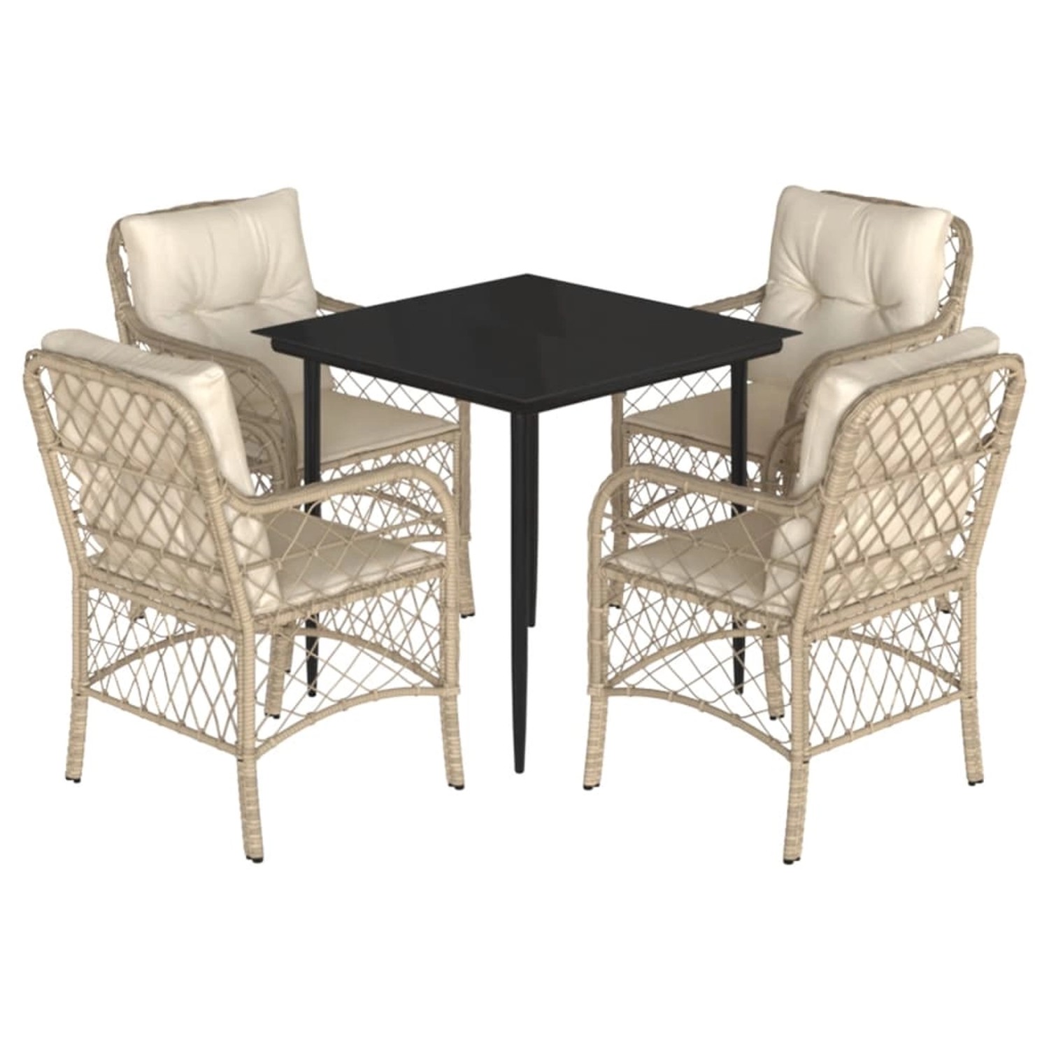 vidaXL 5-Tlg Garten-Essgruppe mit Kissen Beige Poly Rattan 3212139 günstig online kaufen