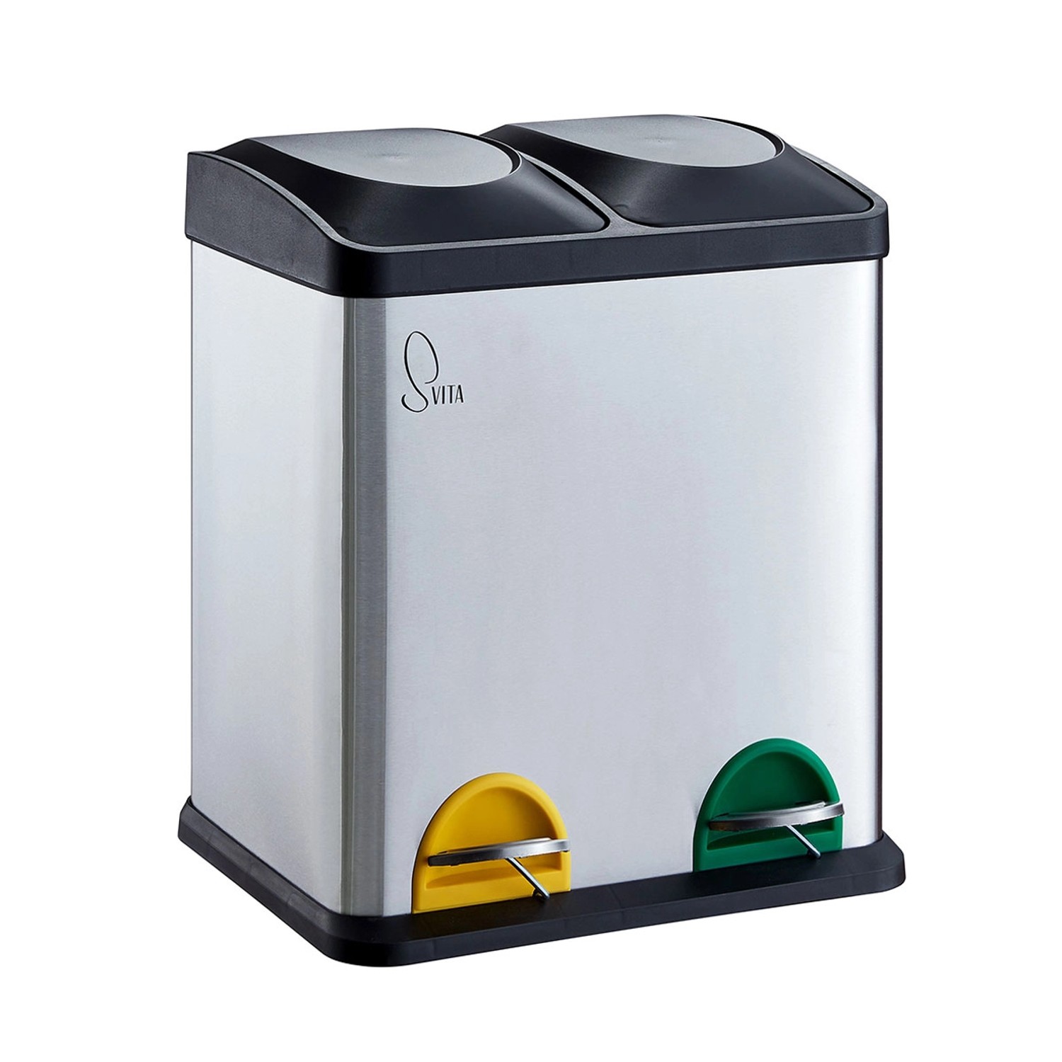 Svita TC2X15 Mülleimer 30L 2x15 Treteimer Papierkorb Mülltrennung Edelstahl günstig online kaufen