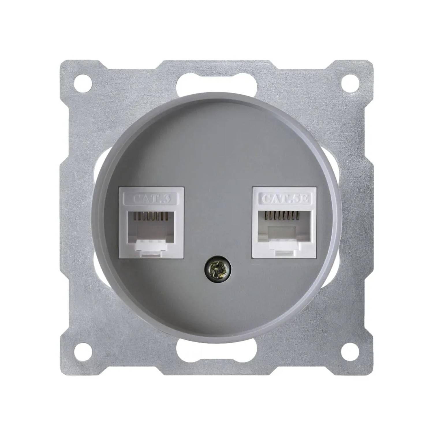 OneKeyElectro Kombi Daten Anschlussdose 2er 2 Fach Netzwerkdose 2xRJ45 CAT5e Unterputz ohne Rahmen Grau