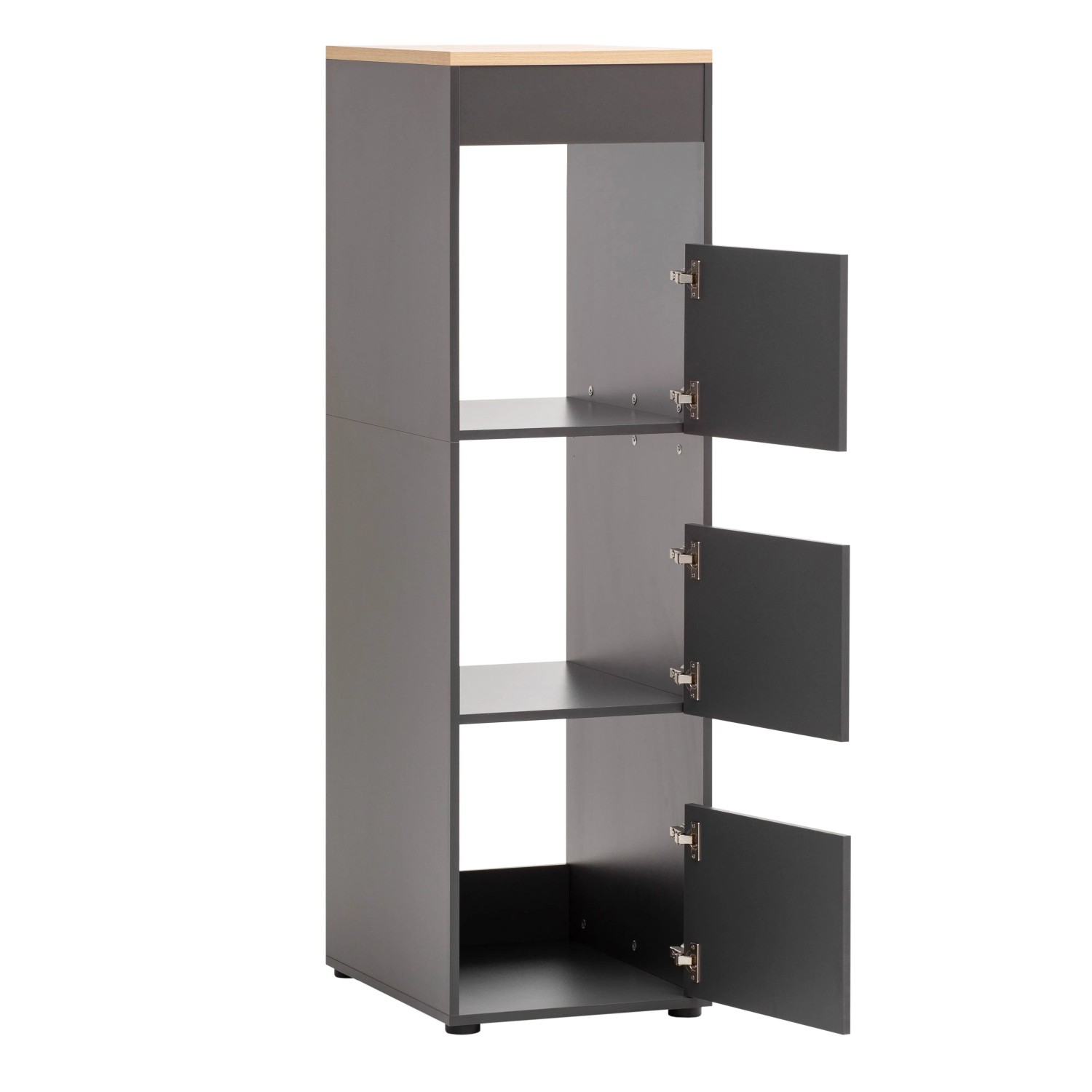 Schildmeyer Hochschrank Solea, anthrazit, mit 3 Türen und Einwurfschächten für Wäsche.