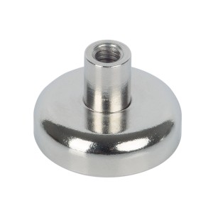 Fix-o-moll Topfmagnet Neodym, 20mm Durchmesser, mit Gewindebuchse, silber.