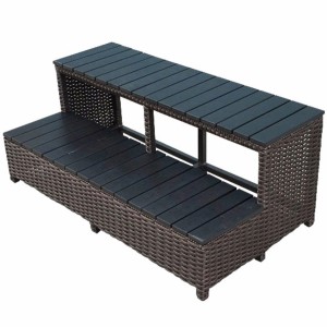 Braune Rattantreppe für Whirlpool, 2-stufig, 106x56x43cm, aus der Canadian Spa Kollektion.