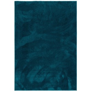 Petrolfarbener Pergamon Hochflor Teppich Silky, 80x150cm, super soft und luxuriös.