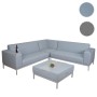 Blaue 7-teilige Alu-Gartenlounge MCW C47 mit Ablage, ohne Kissen.