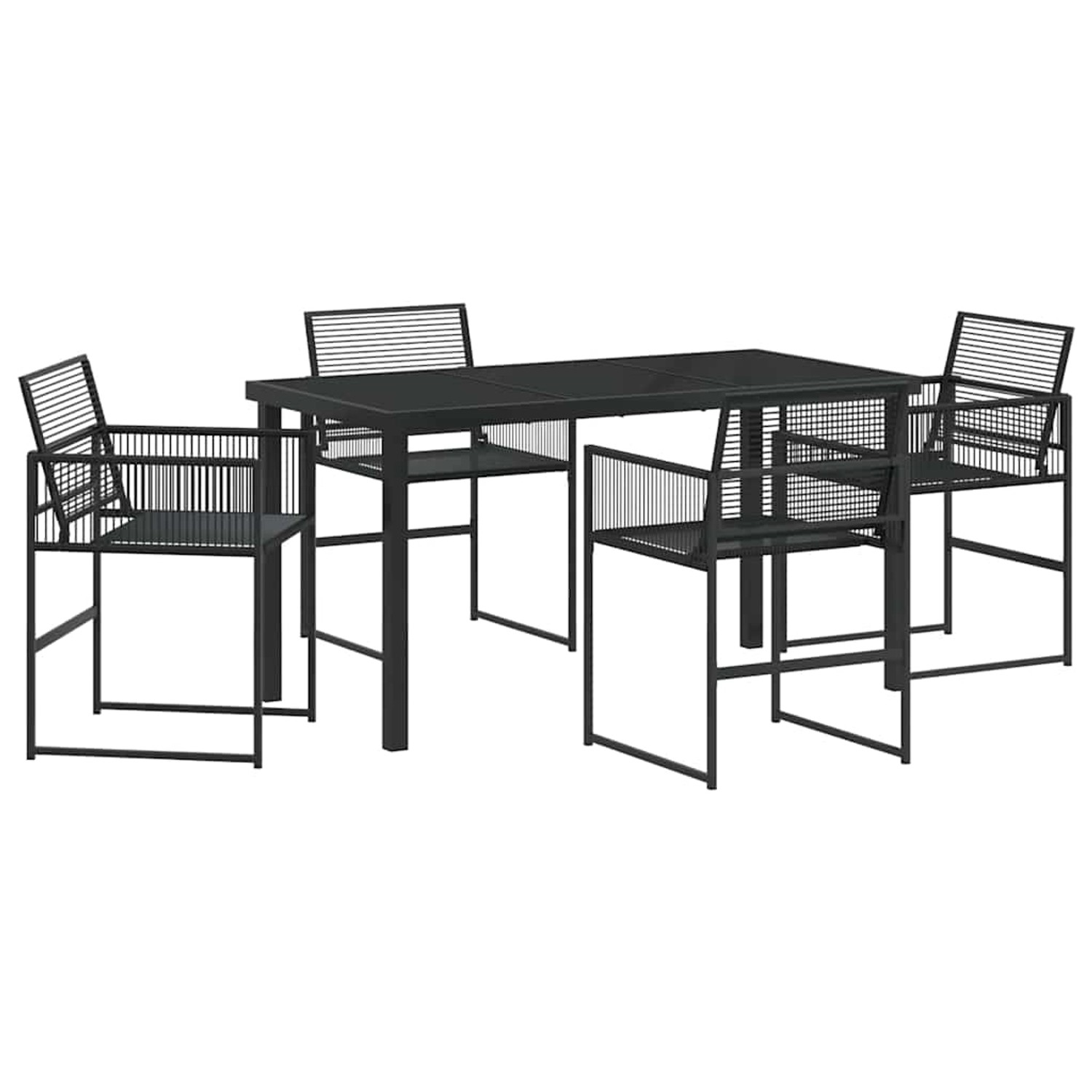 vidaXL Garten Essgruppe 5-Tlg Schwarz Poly Rattan 3379327 günstig online kaufen