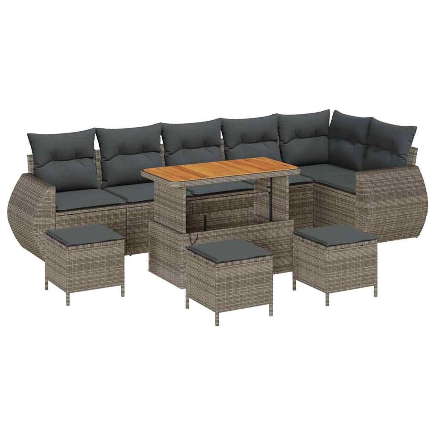 vidaXL Garten-Sofa-Set 10-Tlg Grau Poly Rattan 3361903 günstig online kaufen