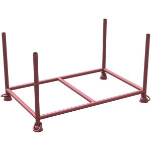 Schake Stapelpalette, braun lackiert, 1,43x0,87x0,7m. Robuste Baugeräte für Lagertechnik.