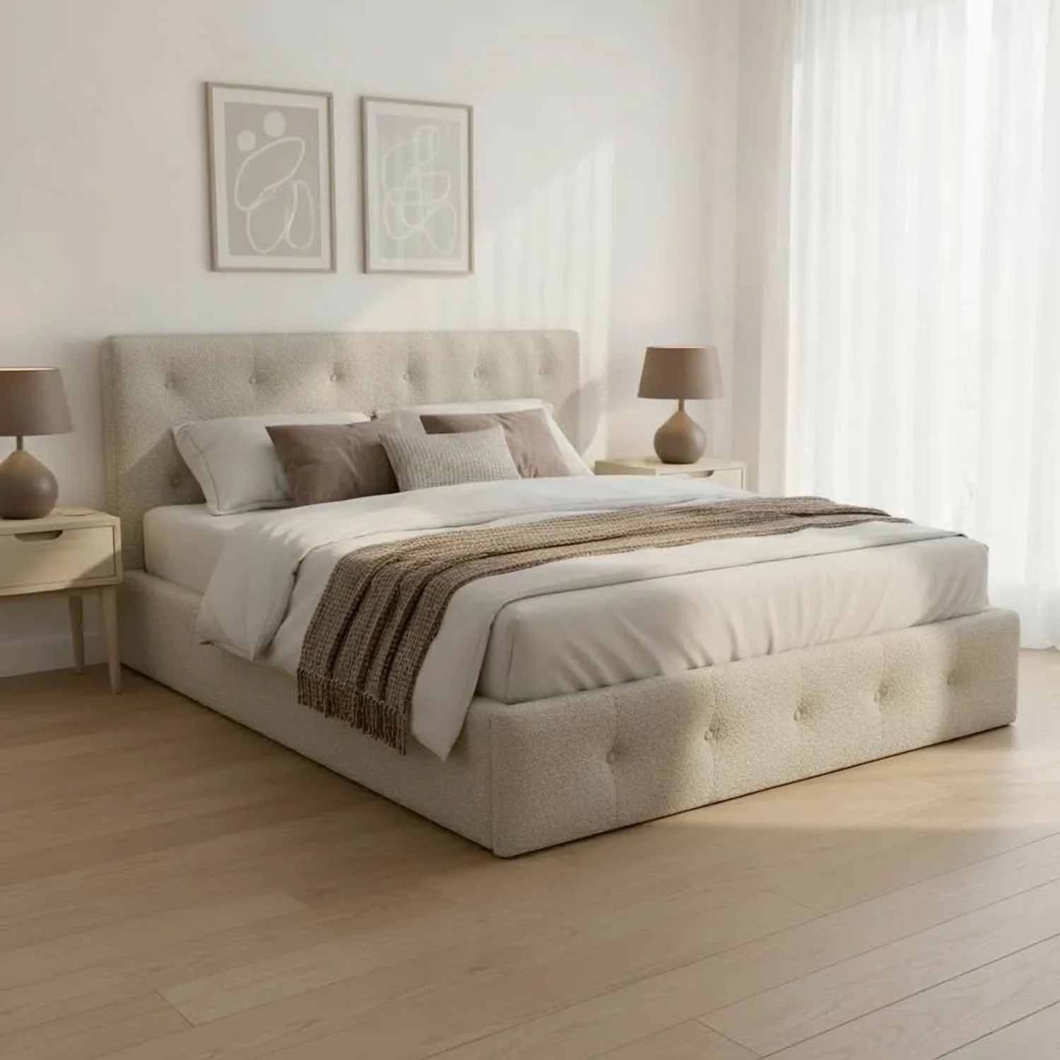 Bessagi Home Polsterbett Julie Beige ca. 180x200 cm Stauraum