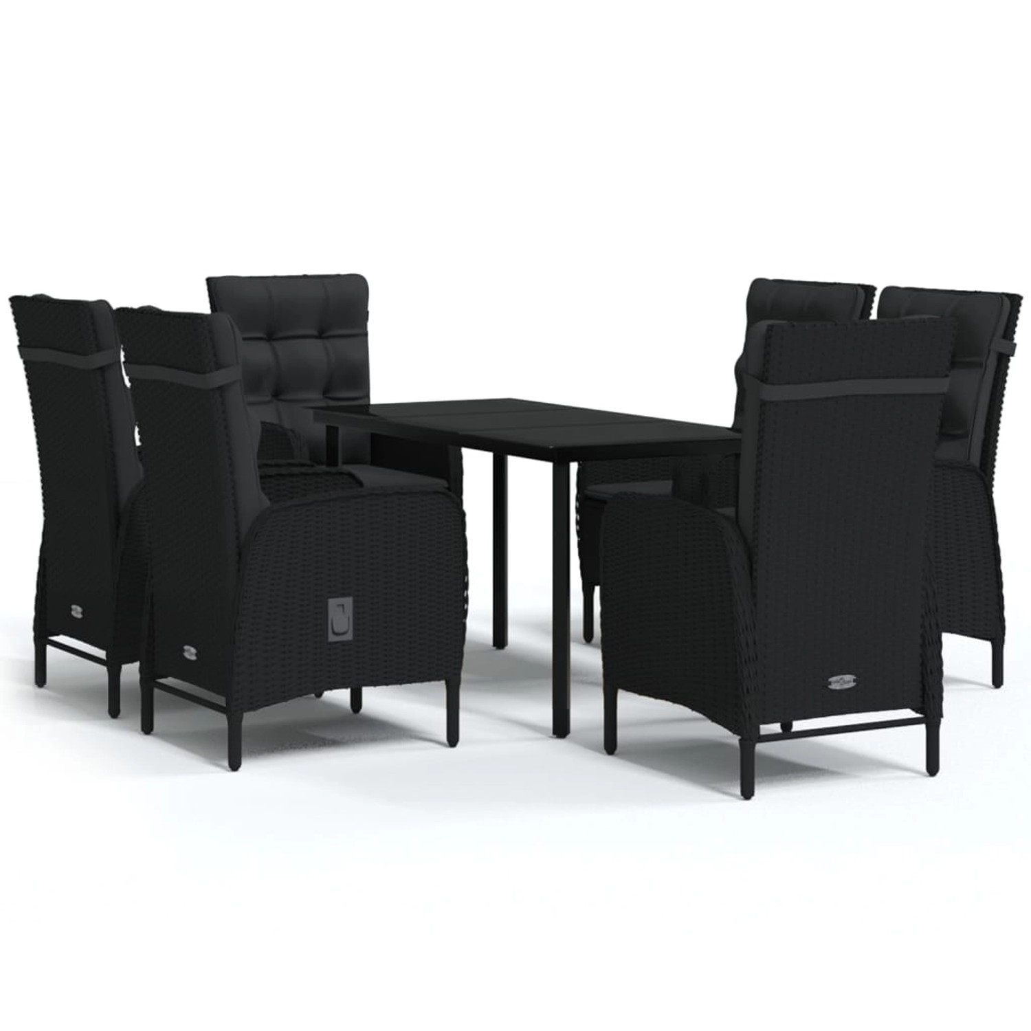 vidaXL 7-Tlg Garten-Essgruppe mit Kissen Schwarz 3099356 günstig online kaufen