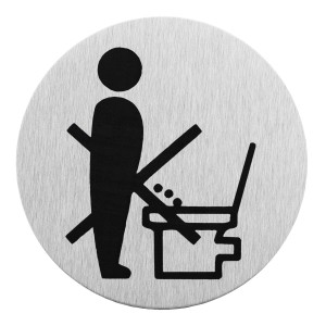 Aluminium Hinweisschild: Piktogramm 'Bitte nicht hinsetzen', selbstklebend.