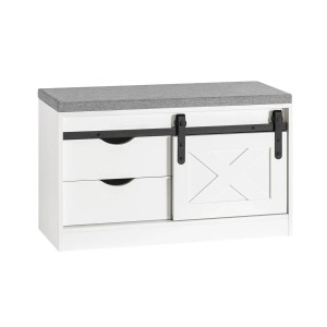 SoBuy Sitzbank mit Stauraum Schuhbank Dielenbank Weiß 80cm FSR153-W