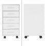 Zwei weiße ML-Design Rollcontainer, je mit 5 Schubladen, Aluminiumgriffen und Rollen. Flexible Büroschränke.