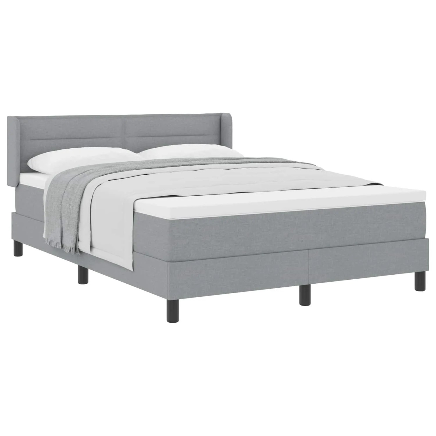 vidaXL Boxspringbett mit Matratze Hellgrau 190 x 140 cm Polyester 3341034