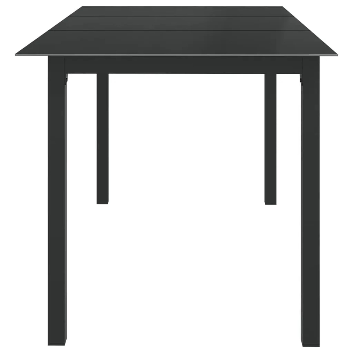 Schwarzer vidaXL Gartentisch (150x90 cm) aus Aluminium und Glas.