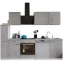 Respekta Küchenblock Malia 250 cm mit E-Geräten, Betonfronten. Komplette Einbauküche mit Herd, Spüle und Geschirrspüler.