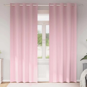 vidaXL Verdunkelungs-Vorhänge mit Ringen Babyrosa Polyester 4107412