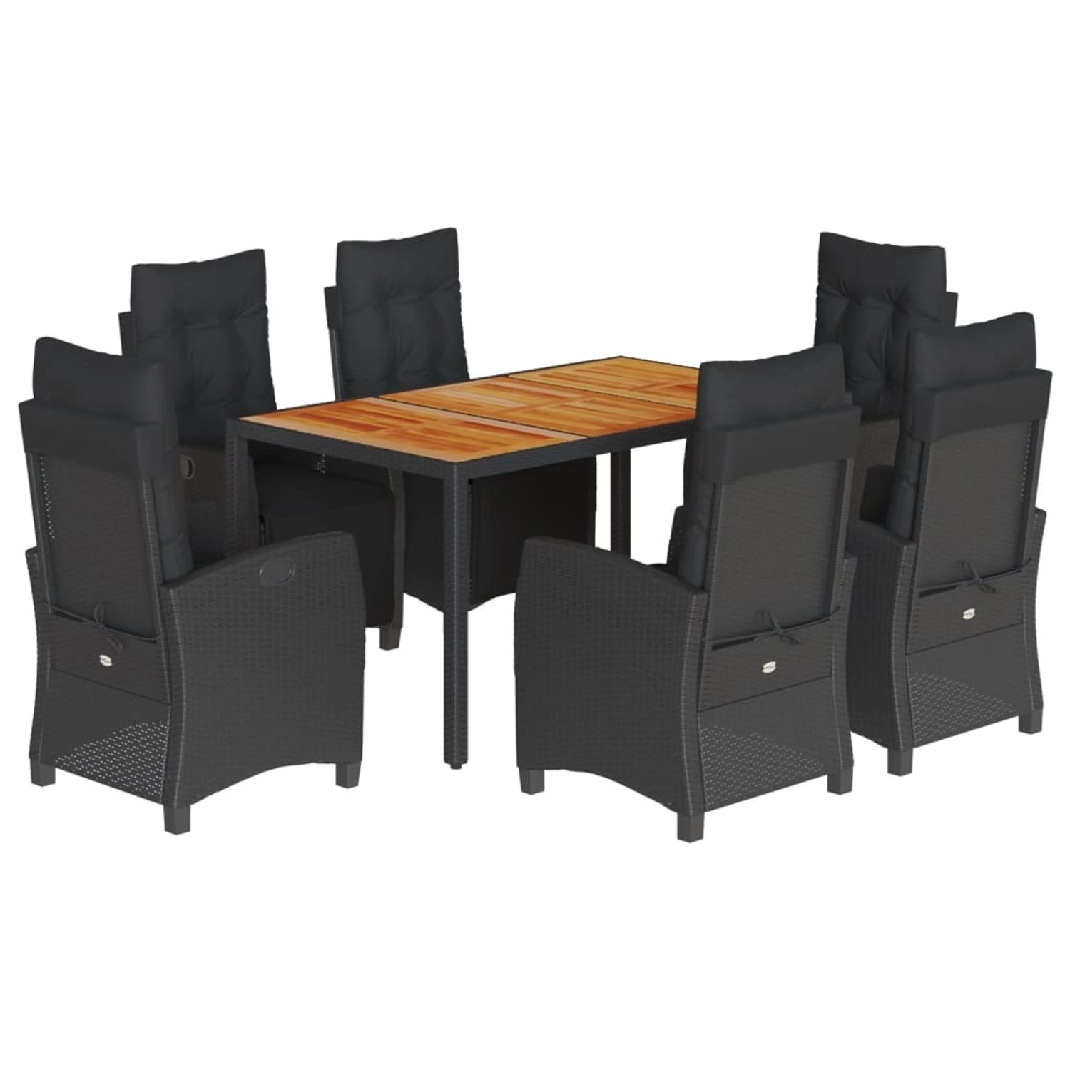 vidaXL 7-Tlg Garten-Essgruppe mit Kissen Schwarz Poly Rattan 3212909 günstig online kaufen