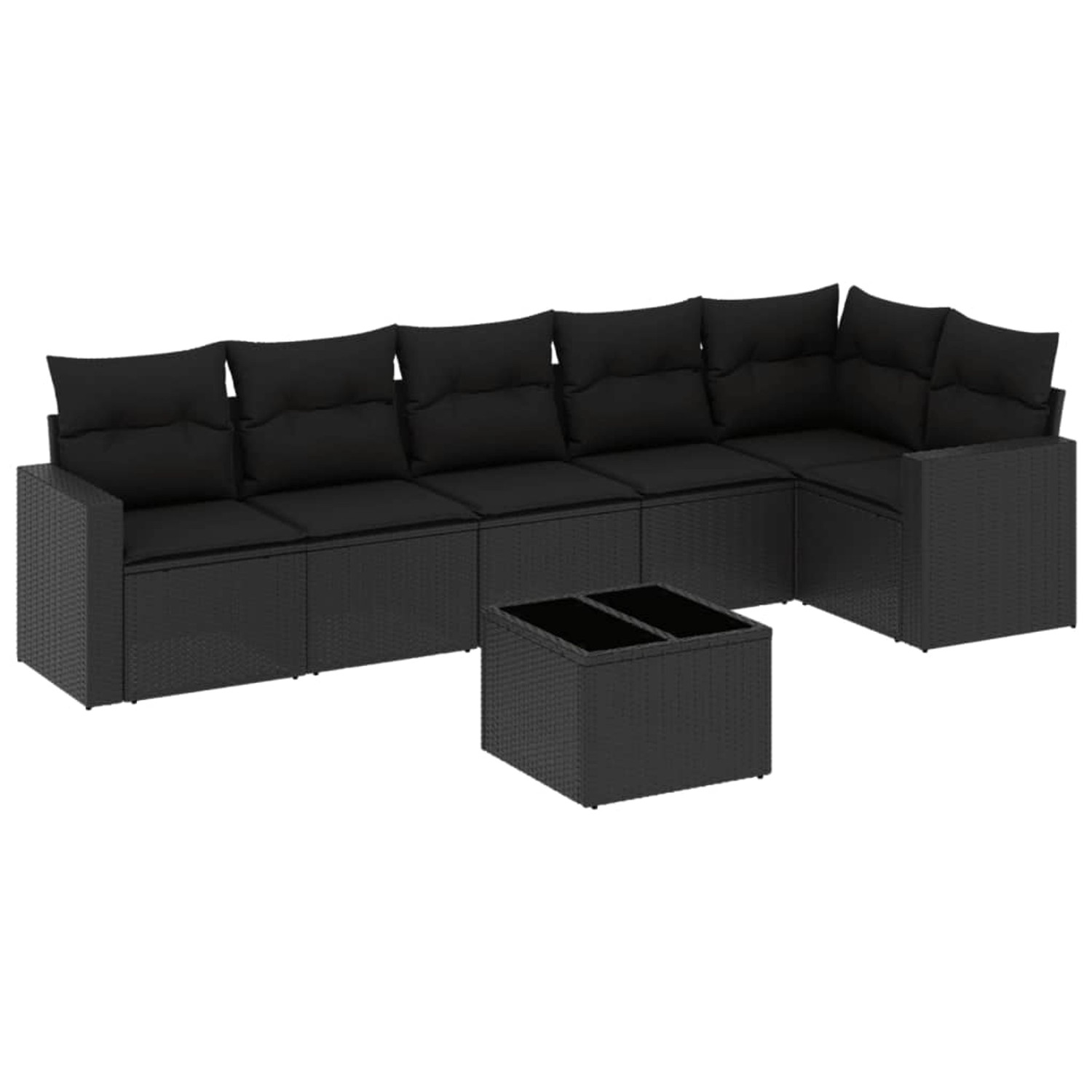 vidaXL 7-tlg Garten-Sofagarnitur mit Kissen Schwarz Poly Rattan Modell 3 günstig online kaufen