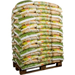 Palette OBI Holzhäcksel Bio, 51 Säcke à 45 l, naturbelassen, für Beet und Hochbeet.