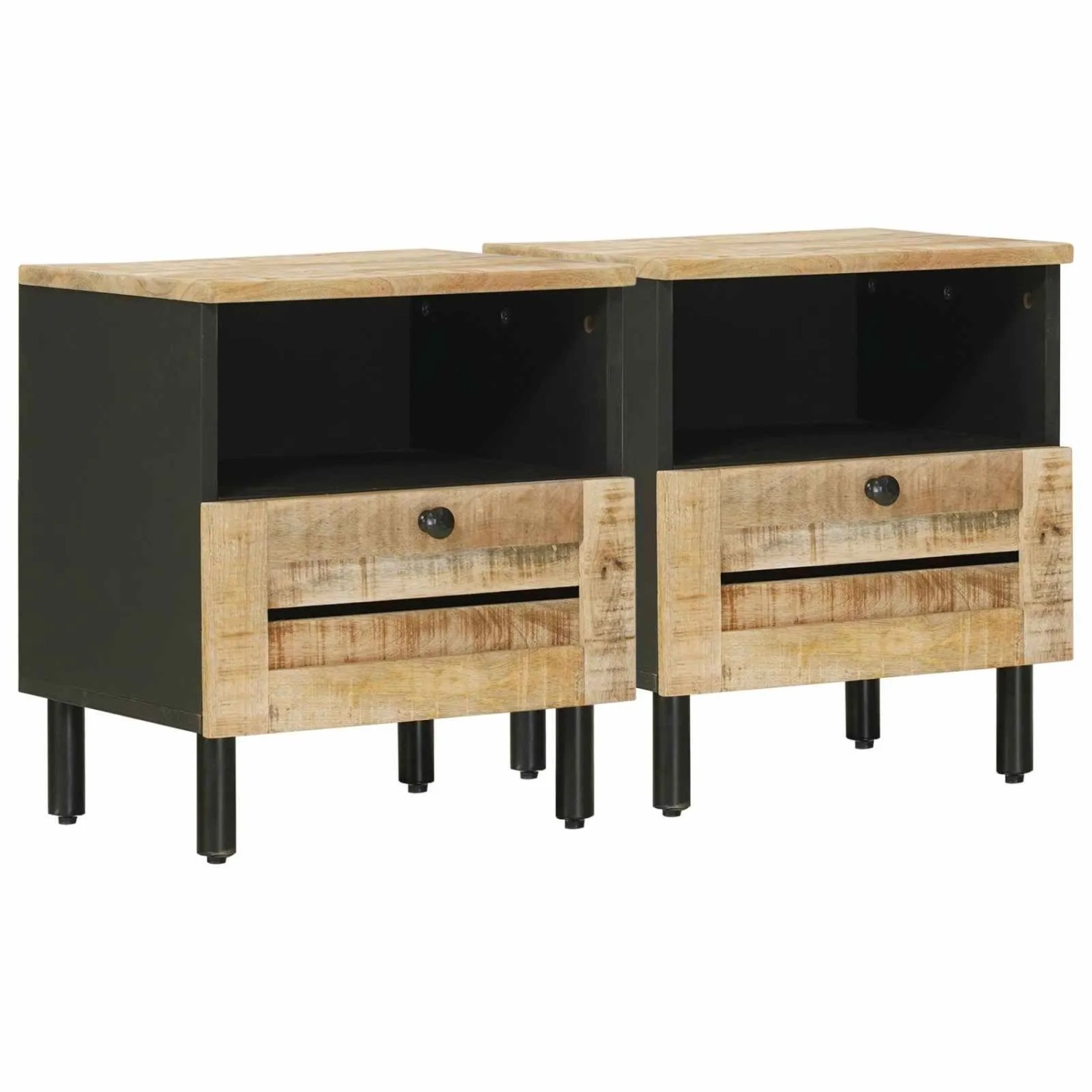 vidaXL Nachttisch 2 Stk Braun 40 x 33 x 46 cm Massivholz Mango 4018851