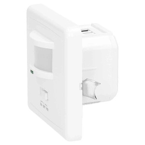 Weißer Orno Bewegungsmelder für Unterputzmontage, 160 Grad Erfassungswinkel.