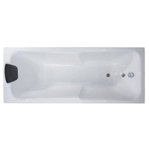 Rechteckige, weiße Basera® Badewanne Bali 170x75 cm mit Kopfstütze, Aufsicht.