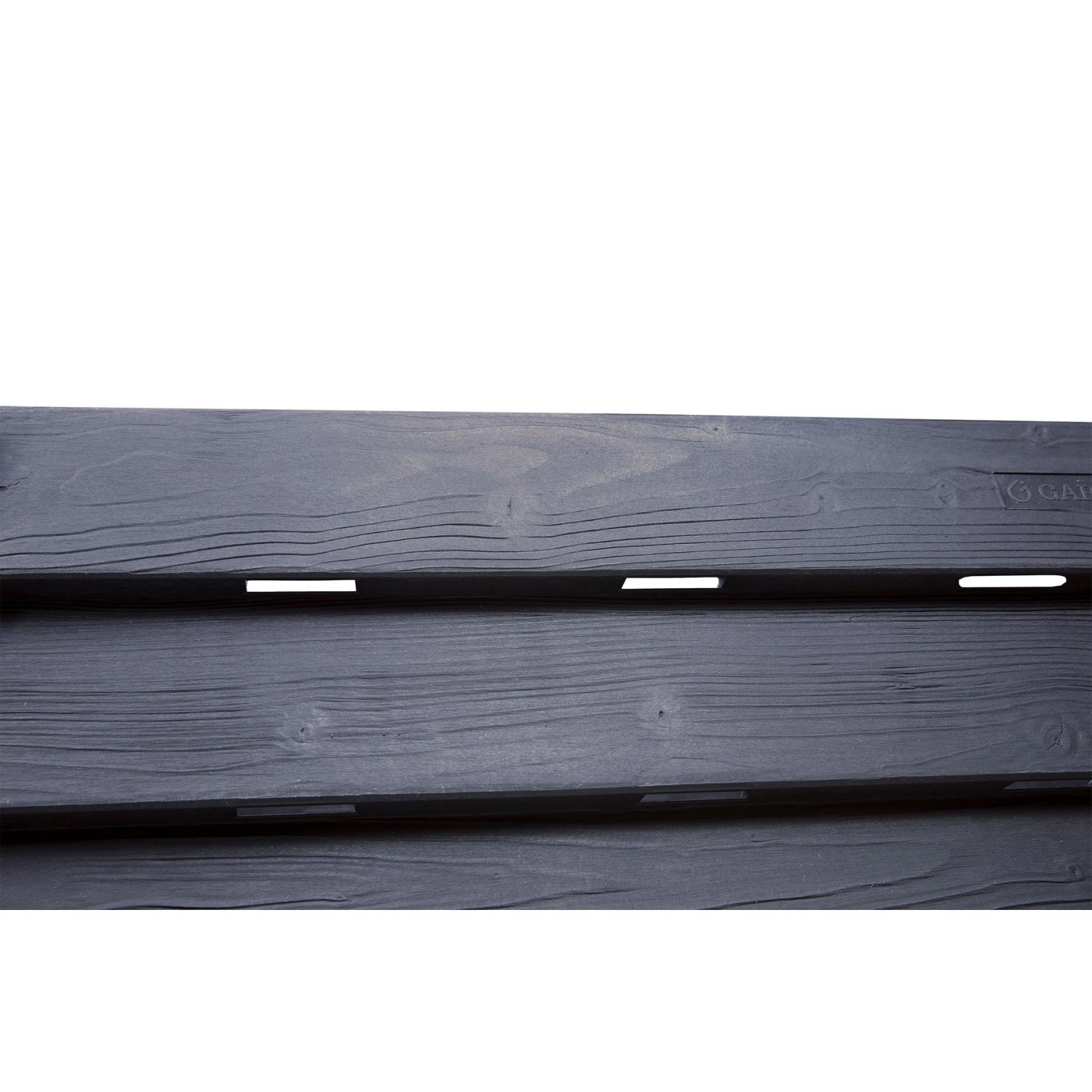 Detailansicht: Garantia Thermo-Wood Komposter 600 l in Anthrazit-Braun mit Holzoptik.