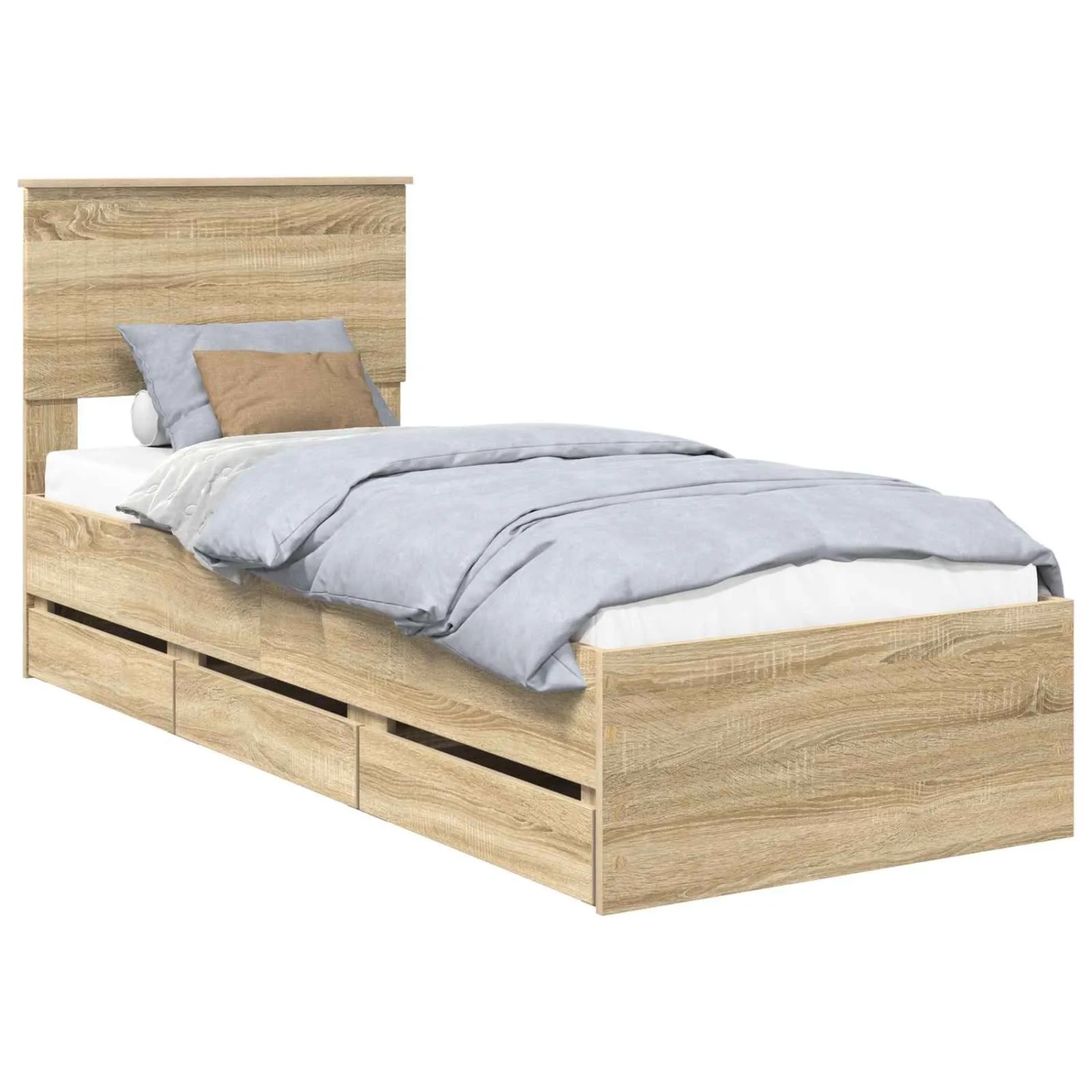 vidaXL Bettrahmen Sonoma-Eiche 75 x 190 cm Ingenieurs Holz 3410758