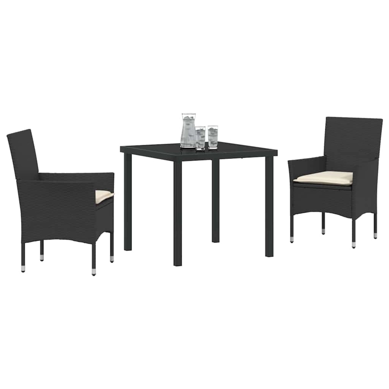 vidaXL Garten Essgruppe mit Kissen 3-Tlg Schwarz Poly Rattan 3379765 günstig online kaufen