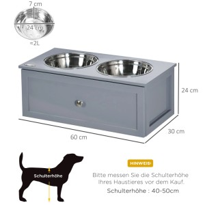 PawHut Hundenapf mit Schublade Erhöht mit Staumraum