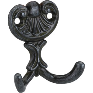 Hettich Mantelhaken, silberfarben brüniert, Zinkdruckguss, 67x60x22mm.