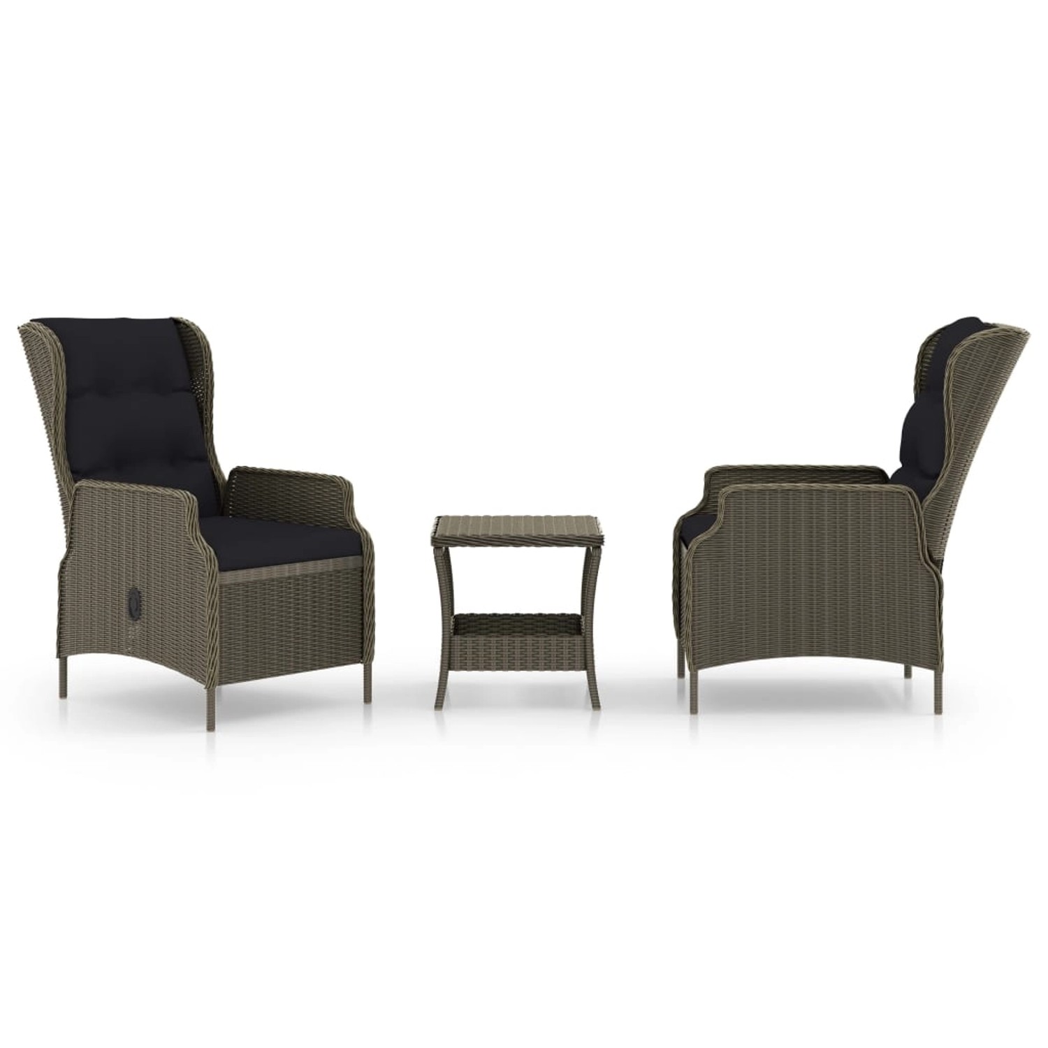 vidaXL 3-Tlg Garten-Lounge-Set mit Auflagen Poly Rattan Braun 3060150