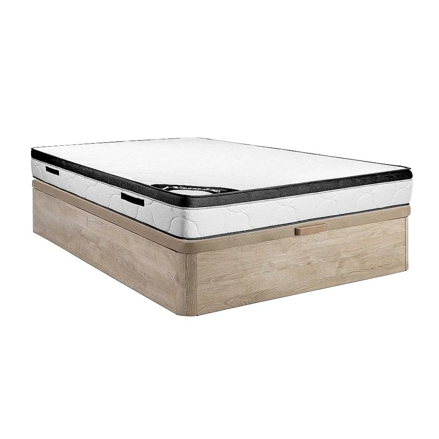 Vente-unique Matratze Und Bettgestell Mit Lattenrost Und Bettkasten Solak Naturfarben Hell 200 cm