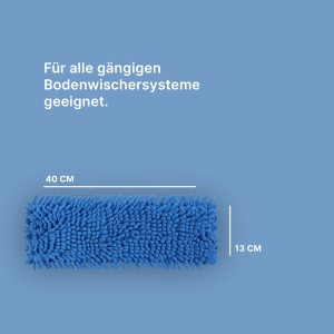 Blauer Bestlivings Bodenwischer Ersatzbezug aus Mikrovelour Chenille, 40x12cm, 8er Pack.