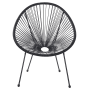 Schwarzer Beliani Cocktailsessel (90x70x87 cm) mit Spaghetti-Design für Garten oder Terrasse.