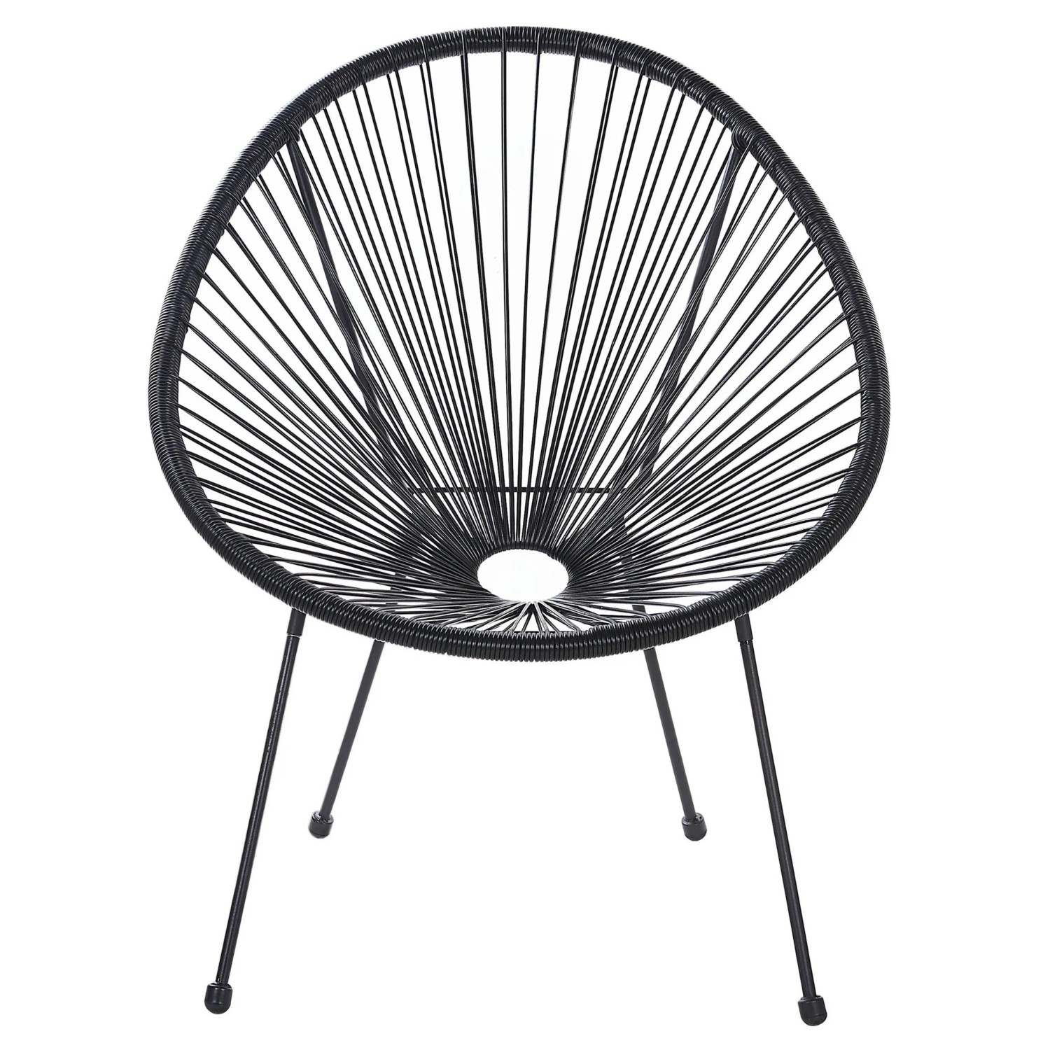 Schwarzer Beliani Cocktailsessel (90x70x87 cm) mit Spaghetti-Design für Garten oder Terrasse.