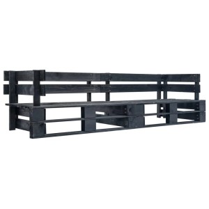 Schwarzes 2-Sitzer Garten-Palettensofa aus Holz von VidaXL für Terrasse und Garten.