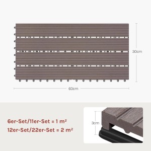 WOLTU WPC Terrassendielen Holz-Optik 30x60cm 6 Stück/1 m² Braun