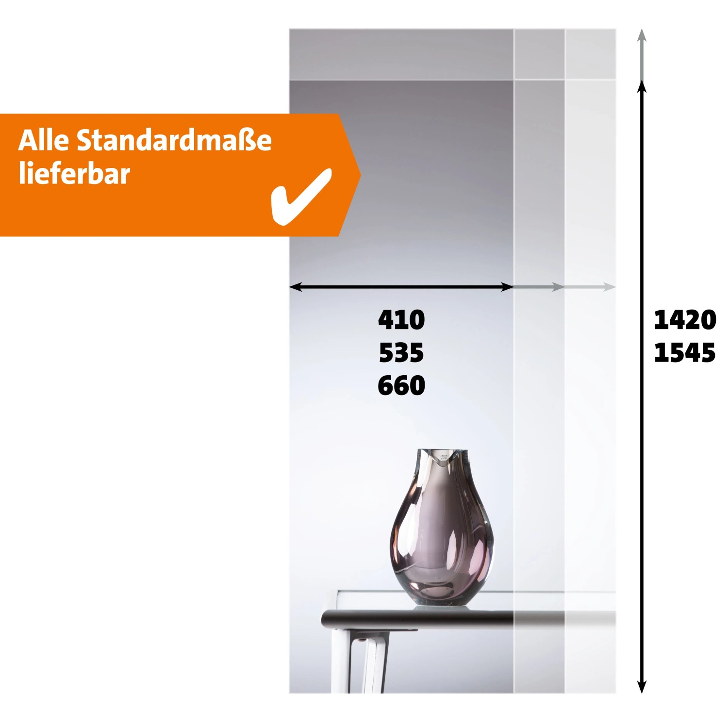 Skizze: Skyscope Lichtausschnitt 53,5x154,5 cm für Holztür, ESG Glas klar, Maße