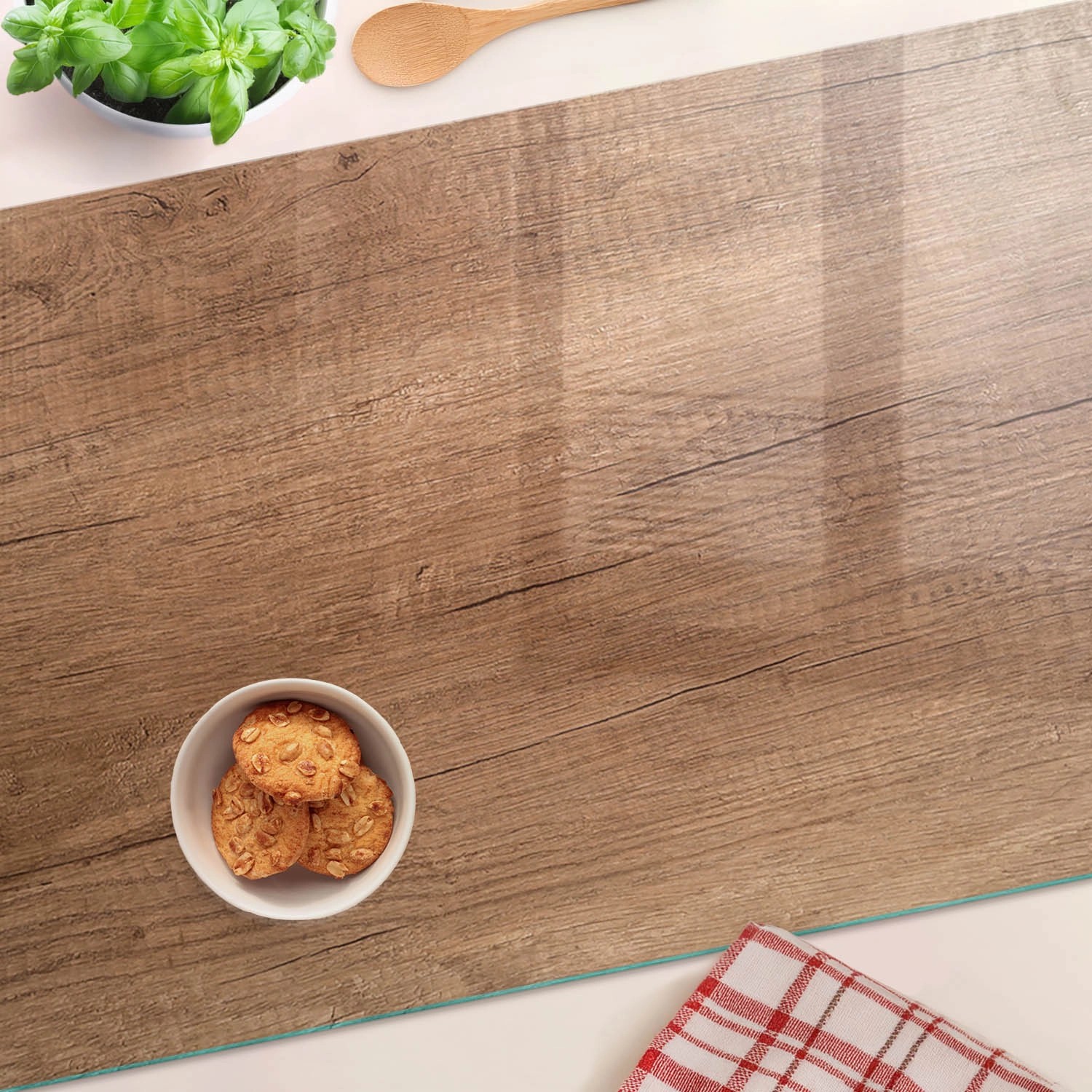 Tulup Herdabdeckplatte 80x52 cm Schneidebrett Glas Schutzplatte Küchenutensilien Spritzschutz Abdeckung Holz_4