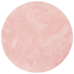 Runder, rosa Fellteppich (200x200cm) von Pergamon Luxus Super Soft. Kurzflorteppich für Wohnzimmer & Schlafzimmer.