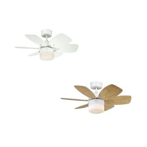 WESTINGHOUSE Deckenventilator Flora Royale, 76 cm, mit Leuchte, weiße und Ahorn-Flügel.