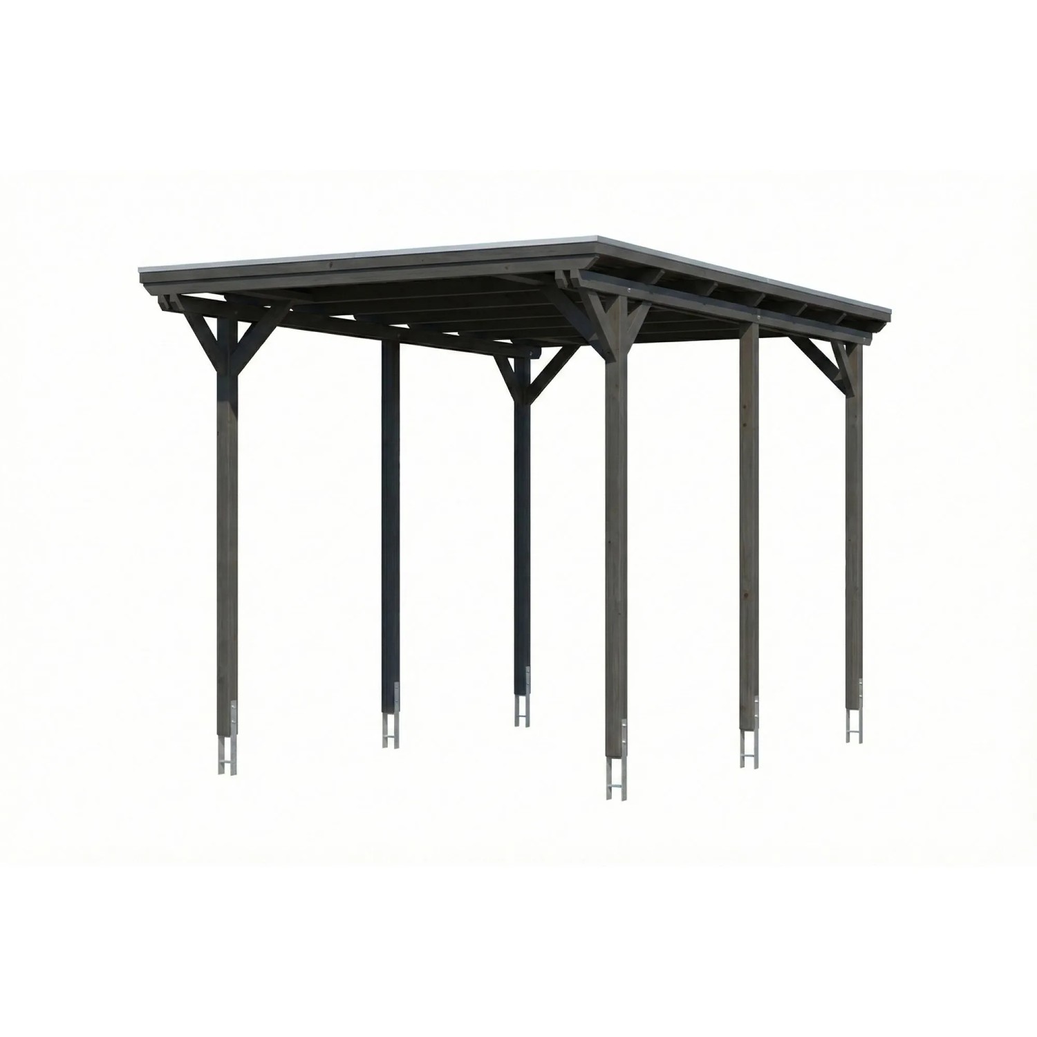 Skan Holz Carport Emsland Caravan Stahl-Dachplatten 402 cm x 604 cm Schiefergrau