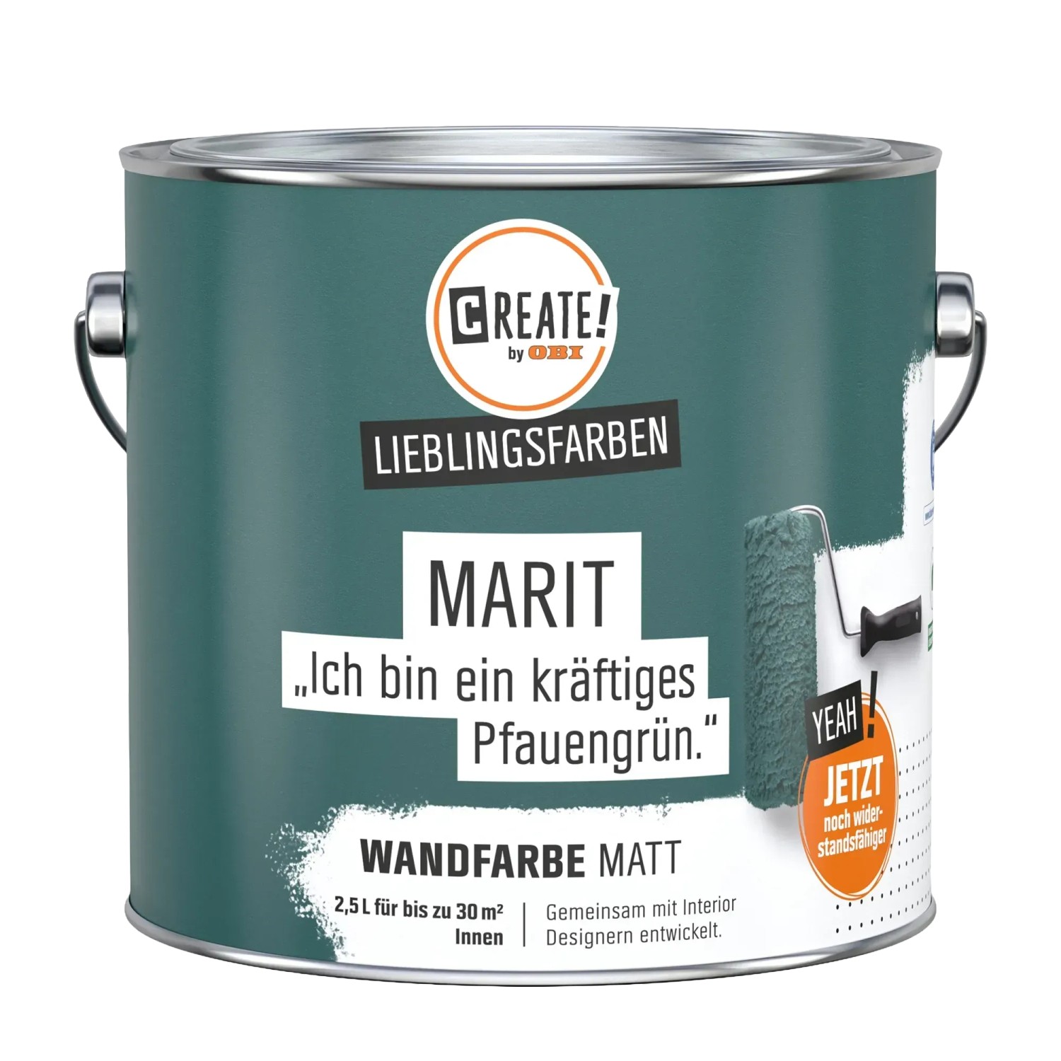CREATE! by OBI Wandfarbe Lieblingsfarbe Marit Pfauengrün Matt 2,5 l