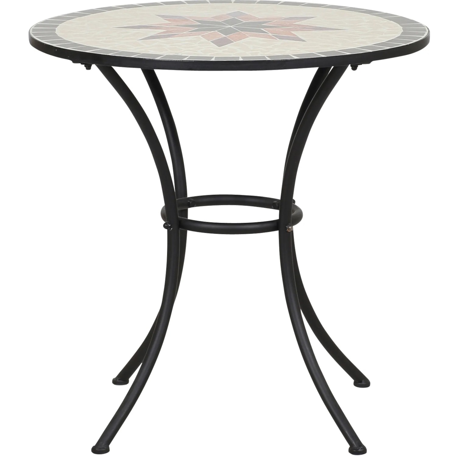 Runder, grauer Siena Garden Gartentisch Stella mit Mosaikmuster, Ø 70 cm.